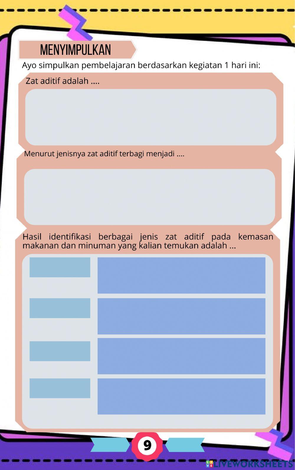 LKPD 1 Pengamatan Zat Aditif pada Kemasan Makanan dan Minuman