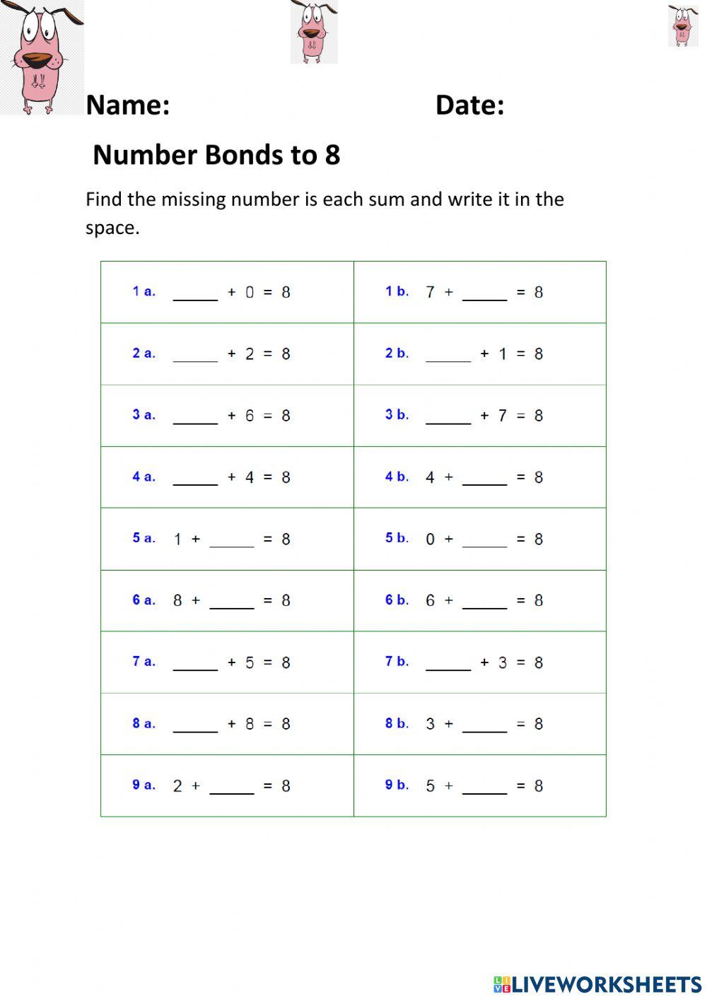 Number Bonds to 8