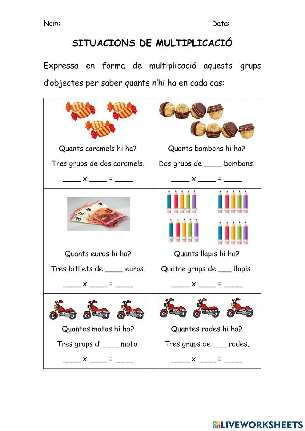 Situacions de multiplicació