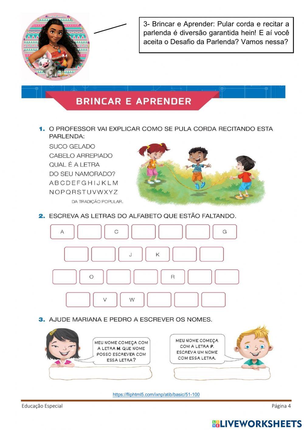 Parlendas, Alfabeto, Nome, Escrita Espontânea, Trava-Língua