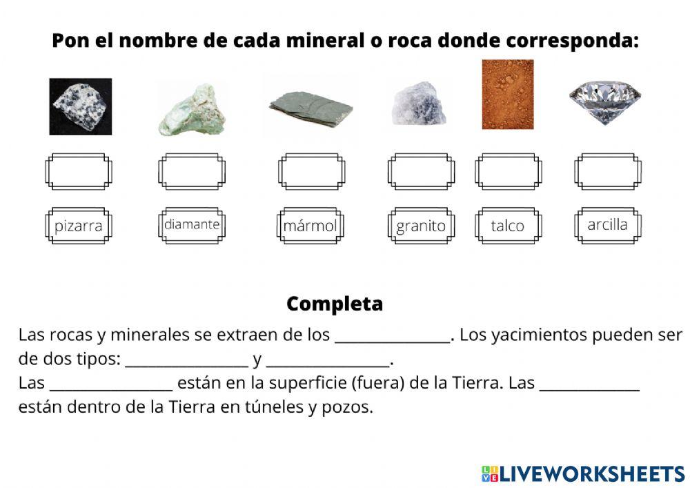 Rocas, minerales y yacimientos
