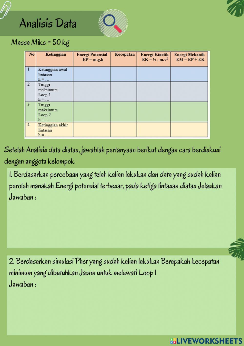LKPD Usaha dan Hukum Kekekalan Energi