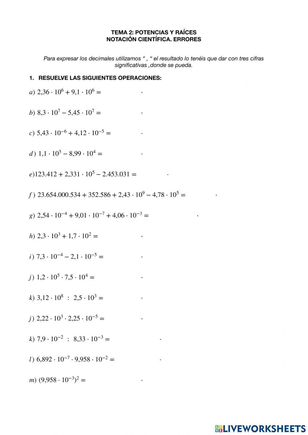 Notación Científica. Errores