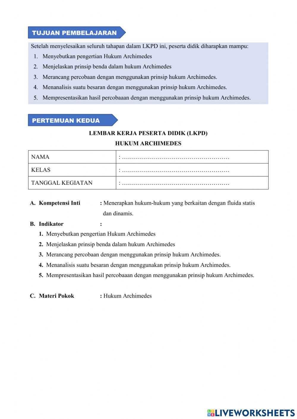 Lkpd hukum archimedes