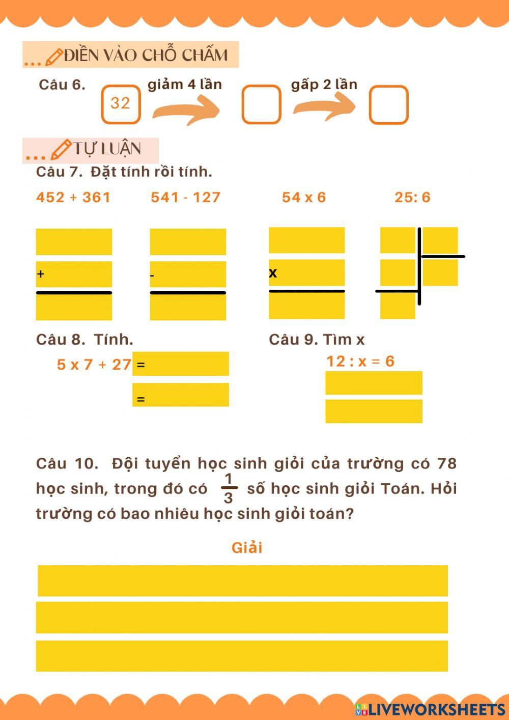 PHIẾU ÔN TẬP GHK1 (Toán)