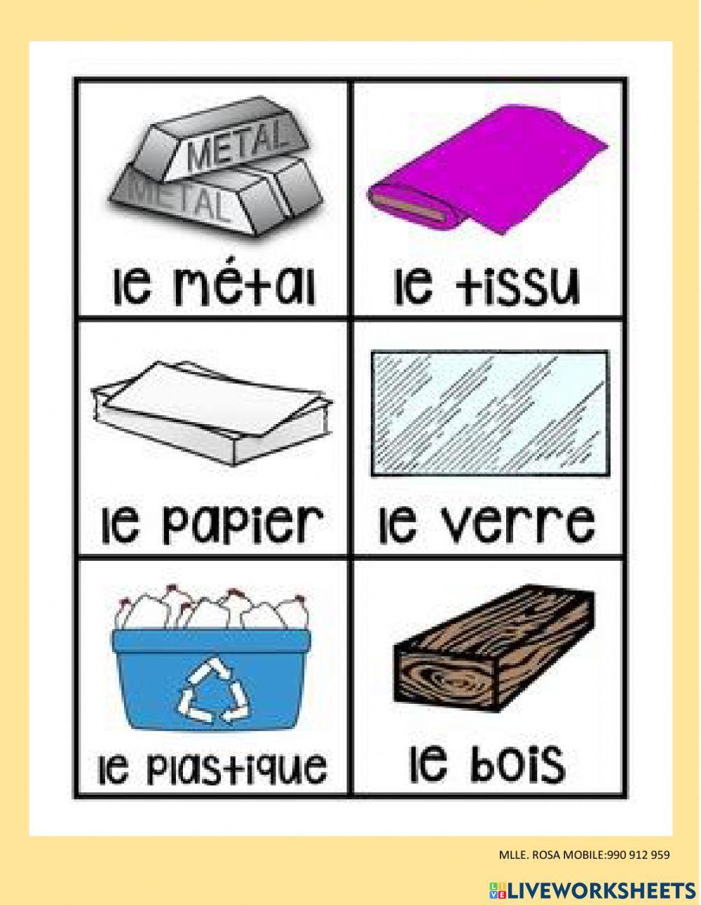 Les materiaux et les objets