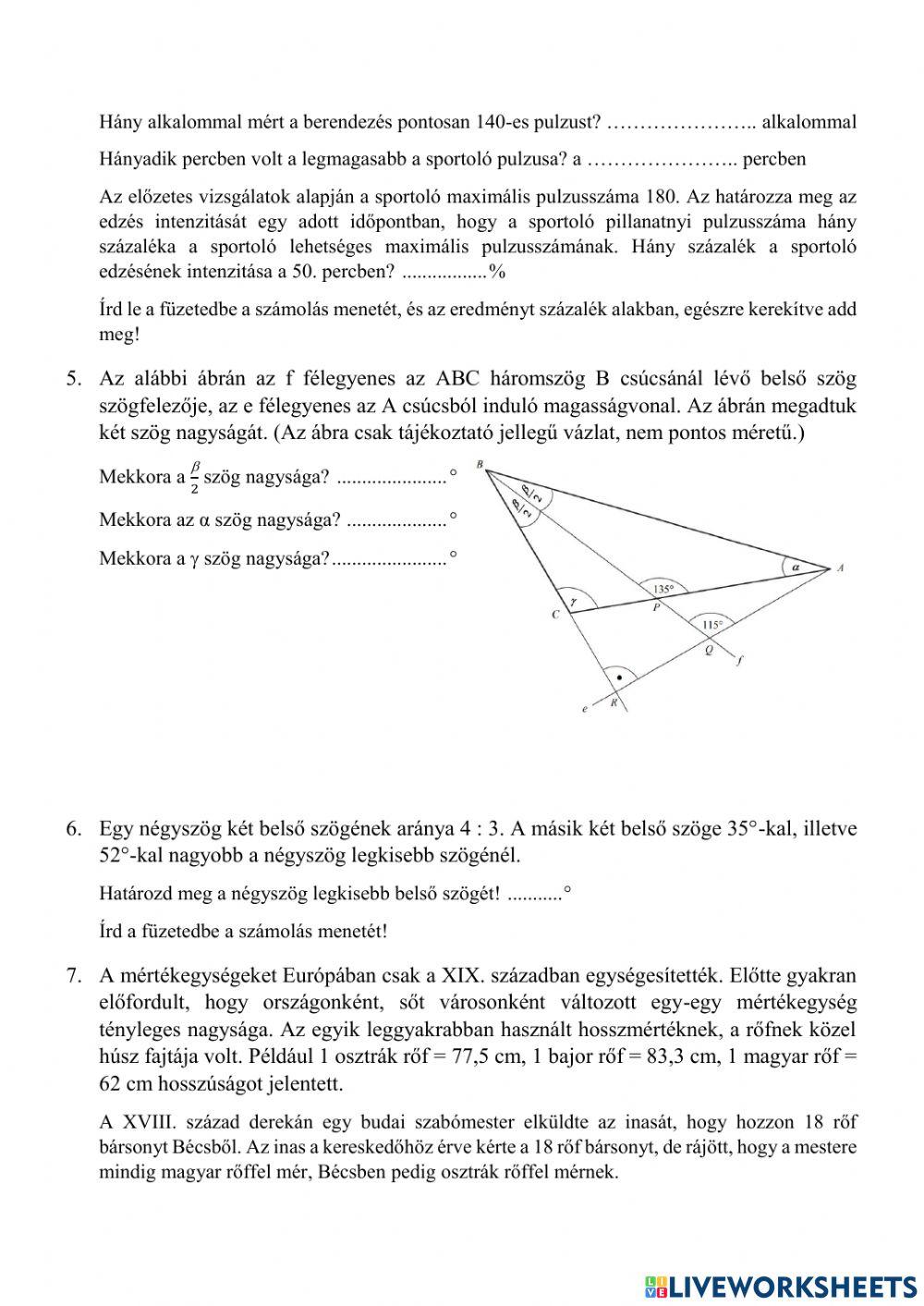 Matematika felvételi 2017