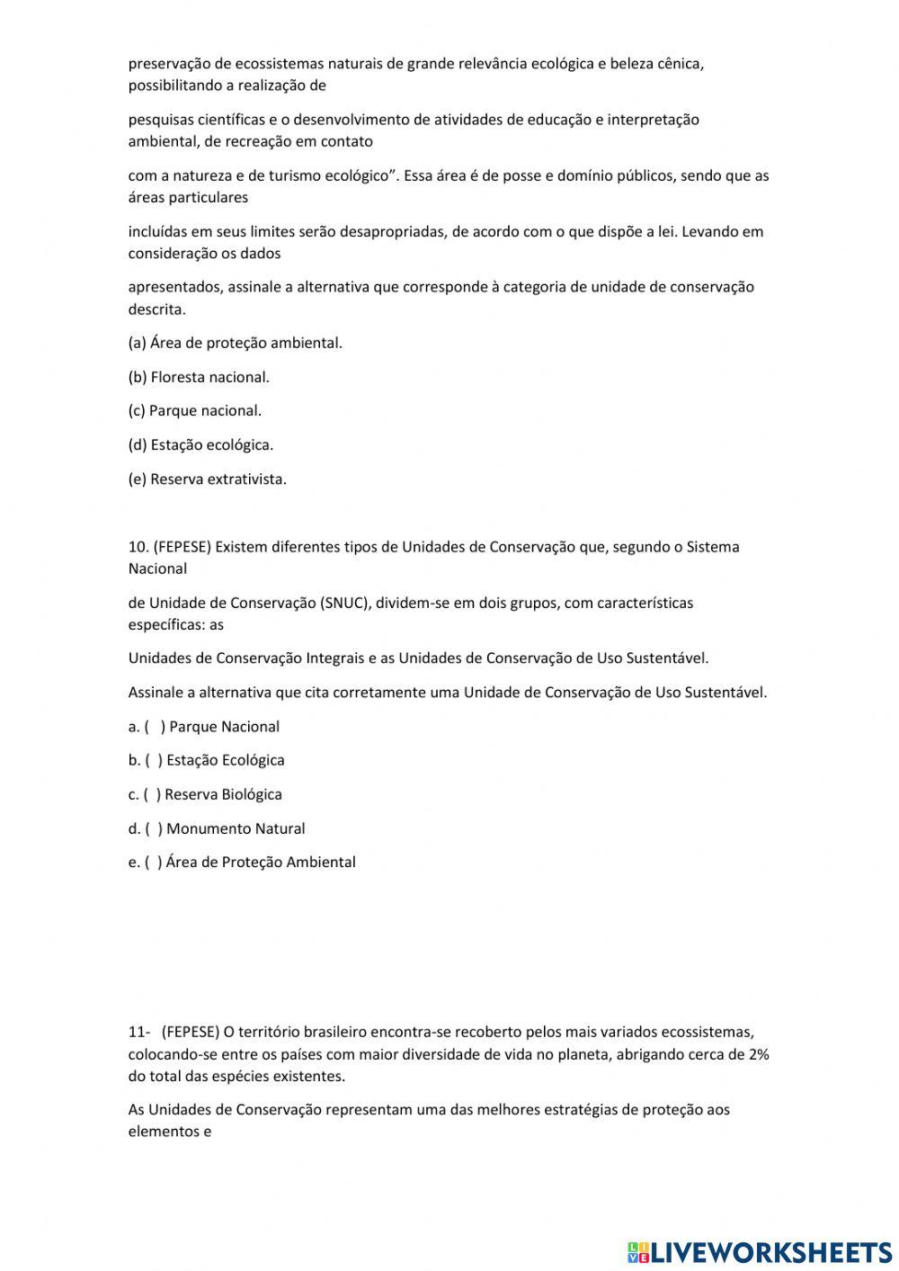 Unidades de proteçao ambietal