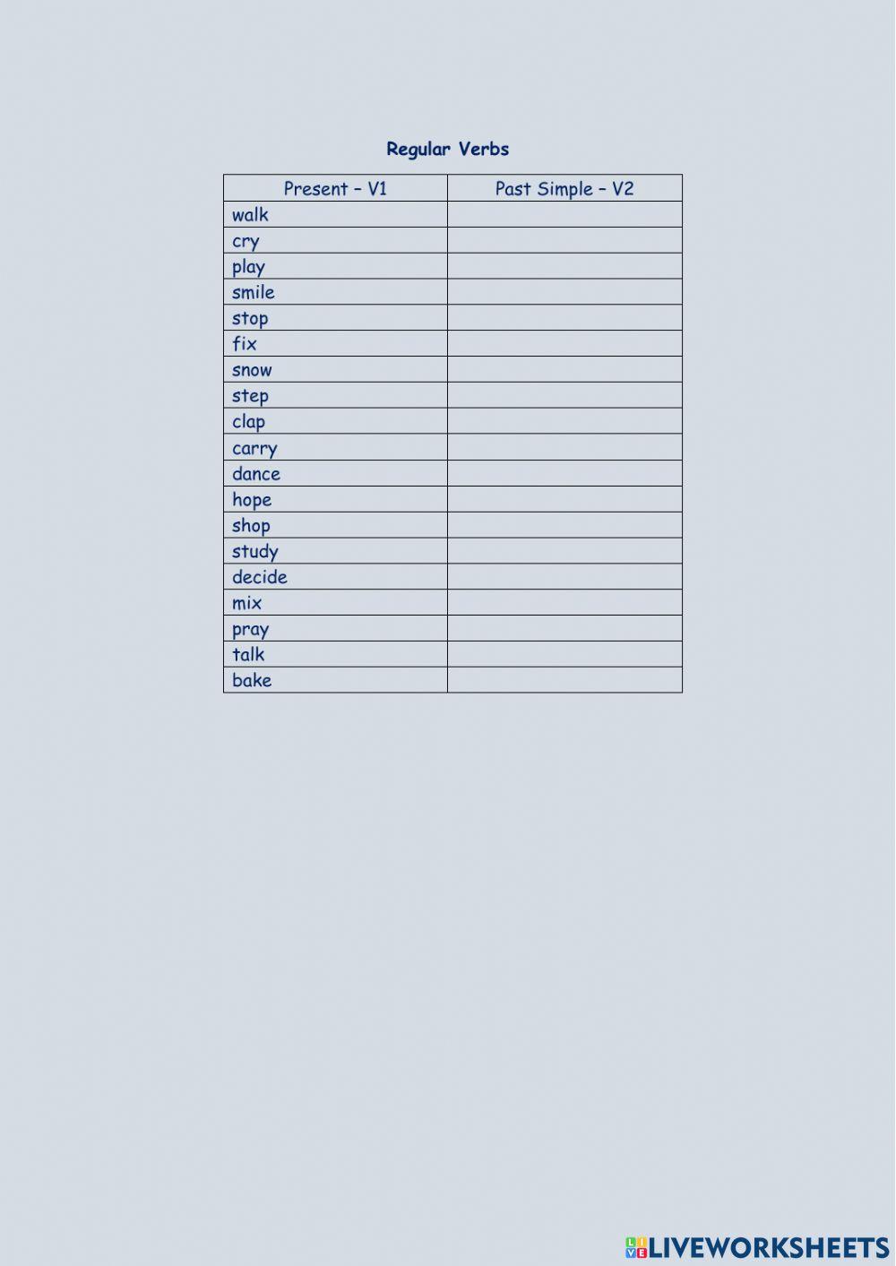 Regular Verbs