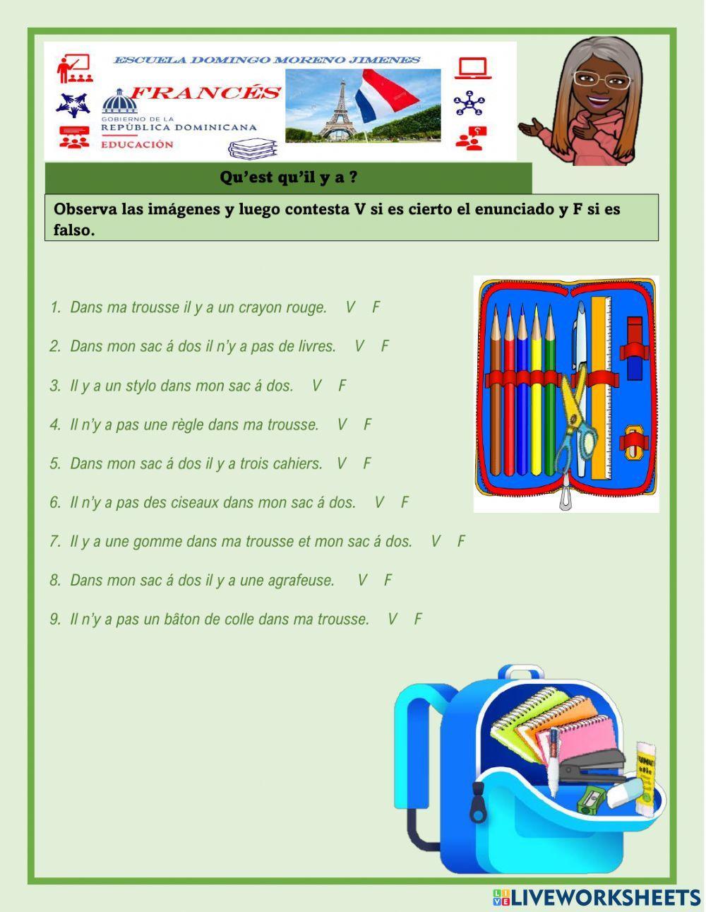 Qu'y a-t-il dans mon sac à dos ?