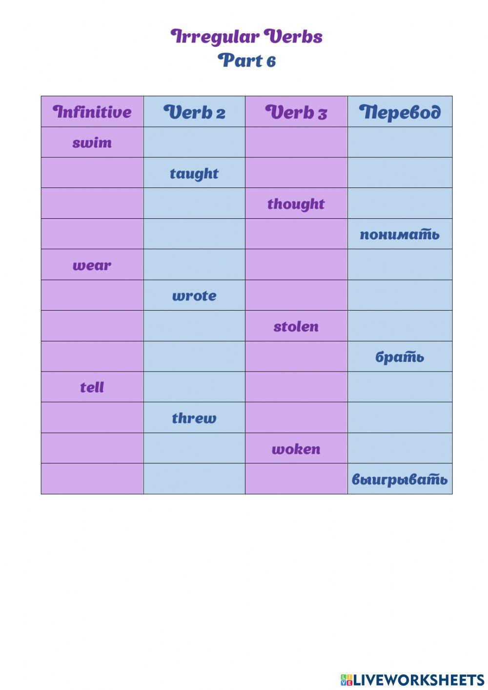 Irregular Verbs 6