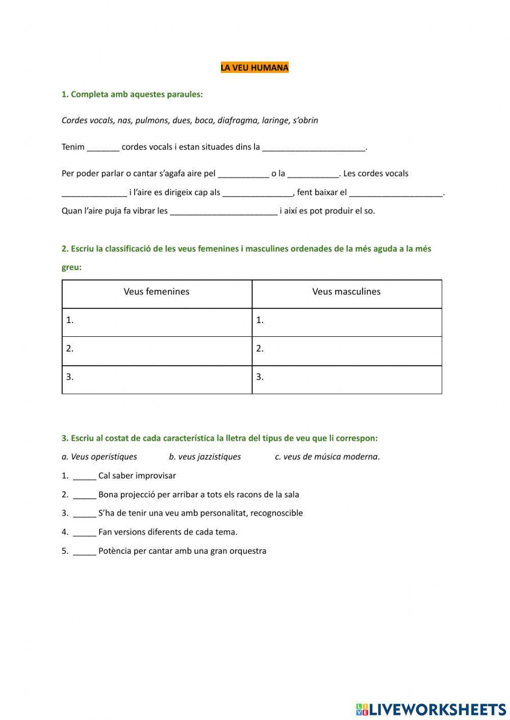 La veu humana. 1r ESO