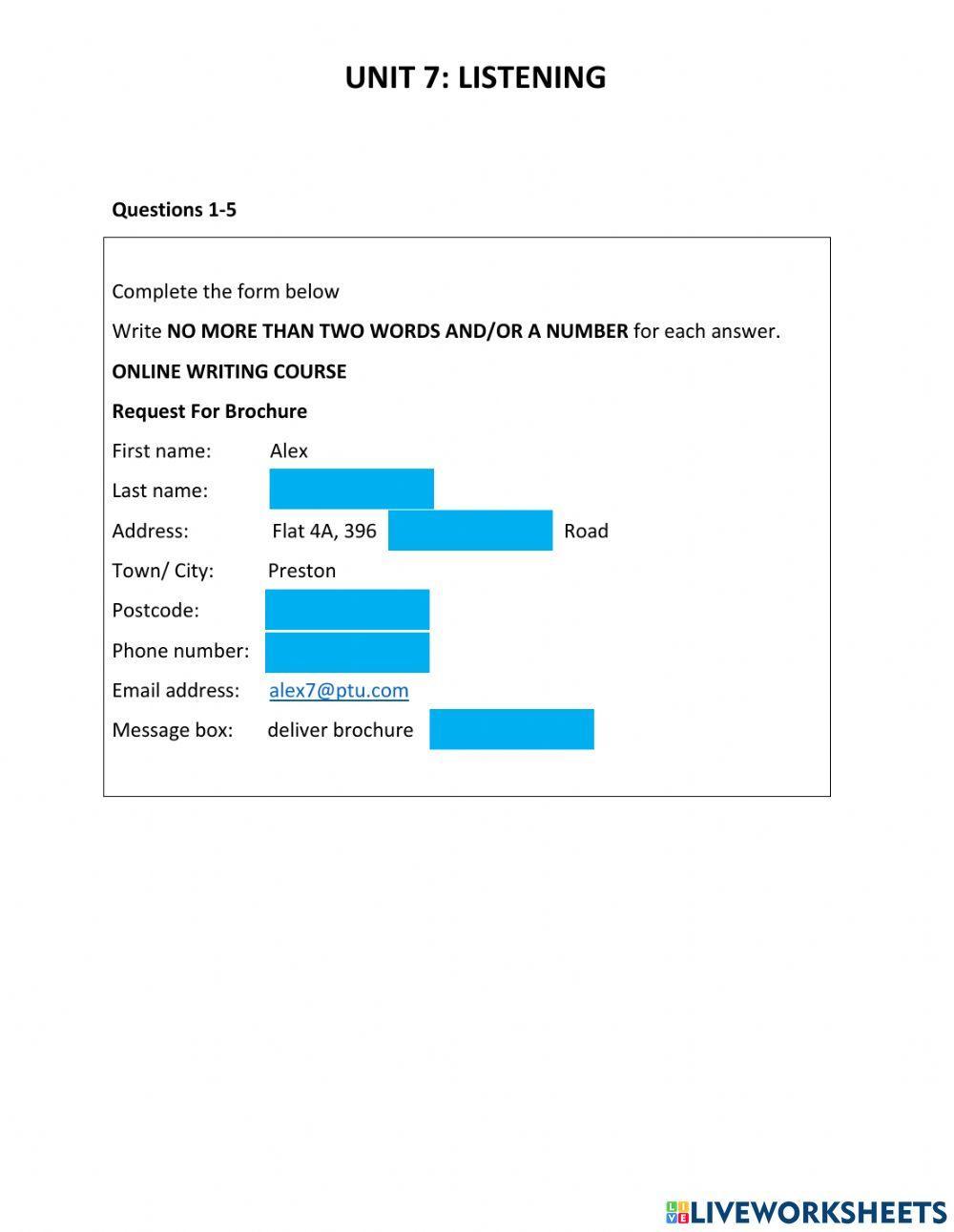 Complete 4-5-unit 7-listening worksheet | Live Worksheets