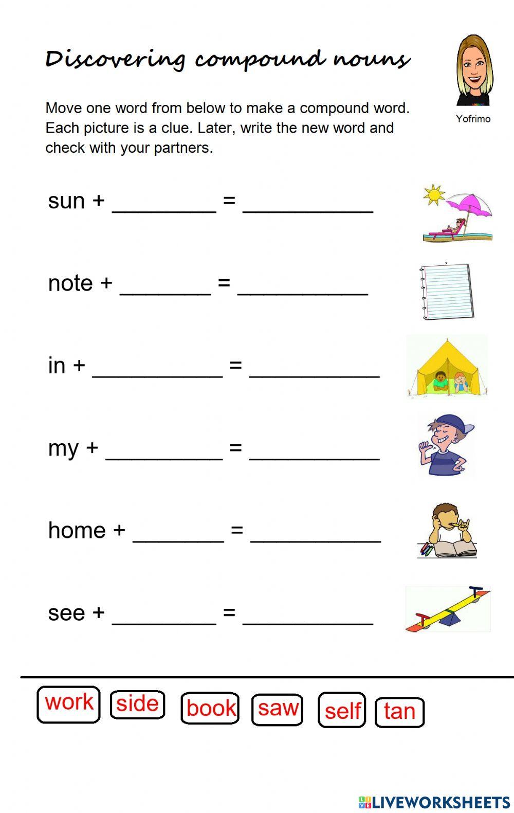 Compound nouns online pdf worksheet Live Worksheets