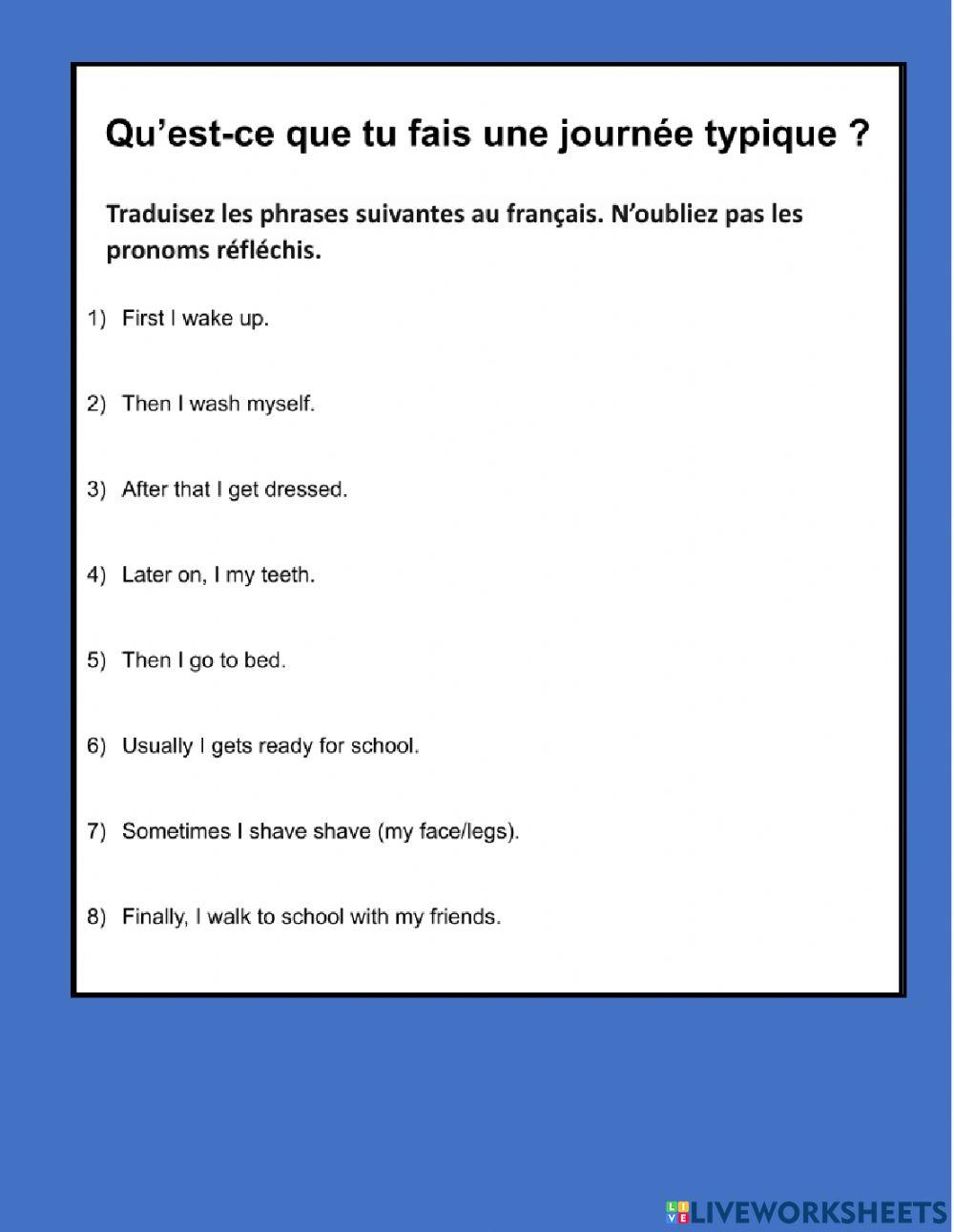 Qu'est-ce que tu fais un jour typique