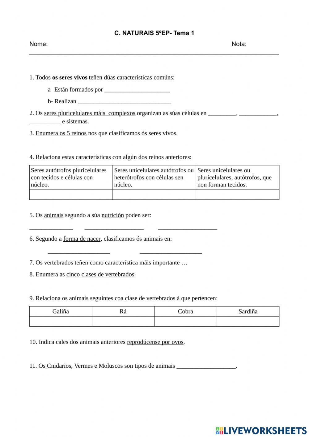 Os seres vivos e os seus tipos Os seres vivos e os seus tipos