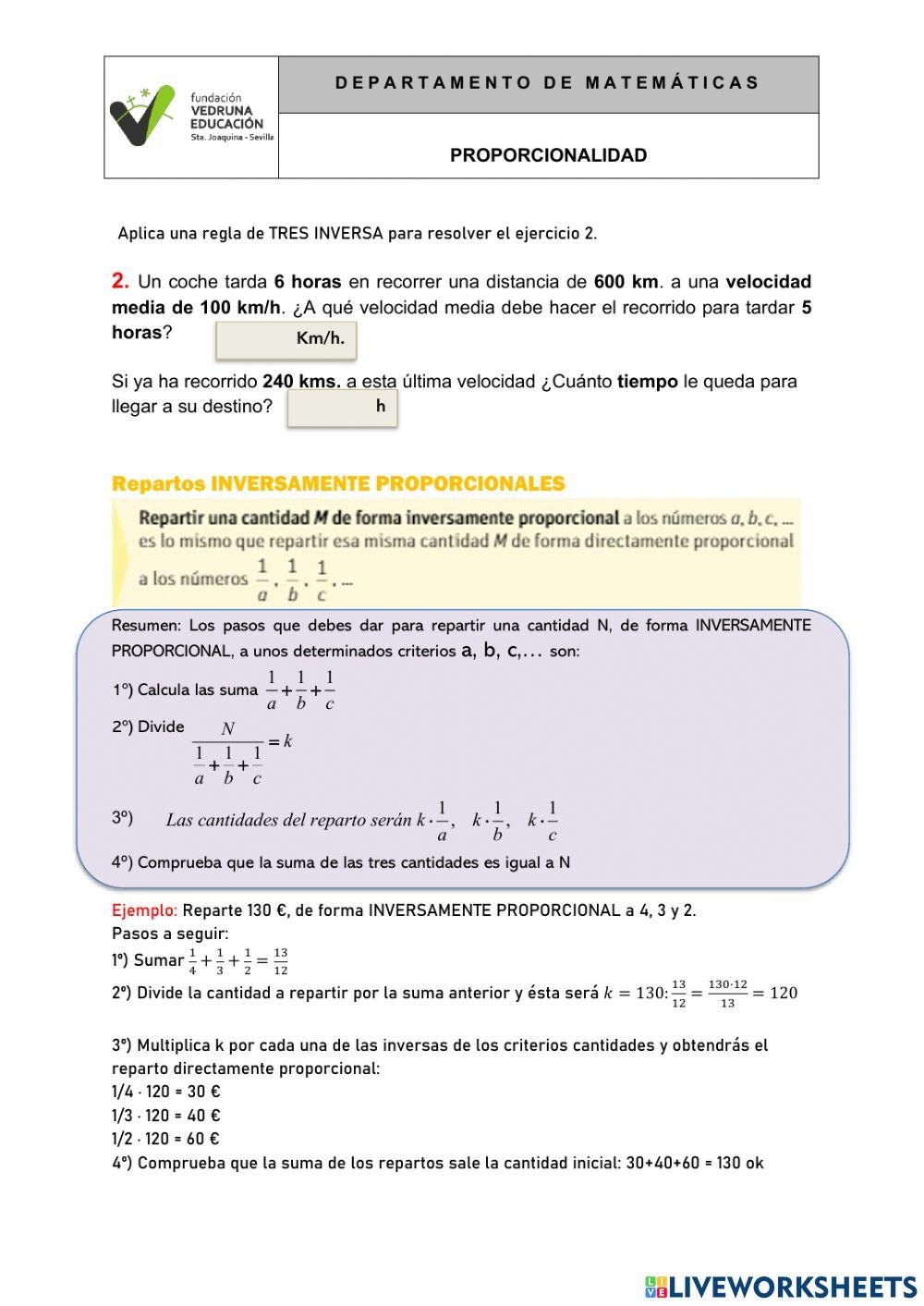Proporcionalidad inversa