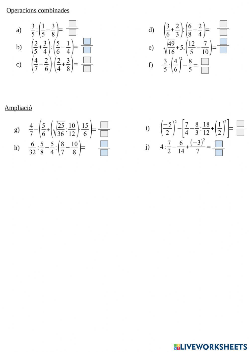 Operacions amb fraccions