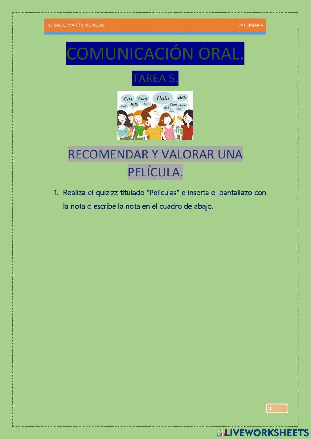 Comunicación oral. Tarea 5.