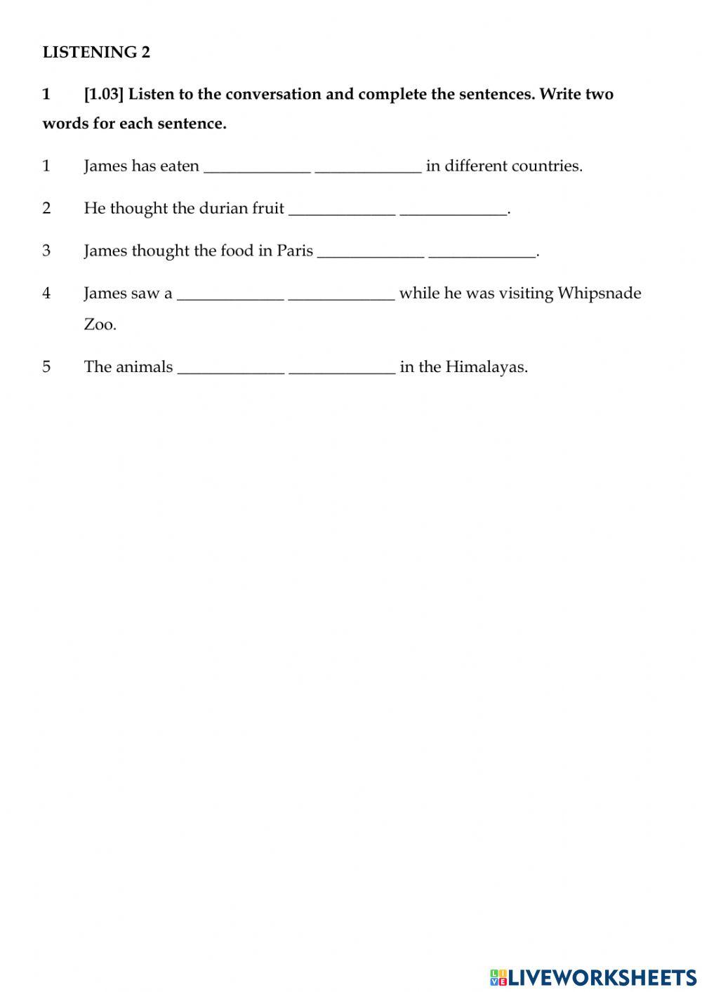 Listening comprehension 2
