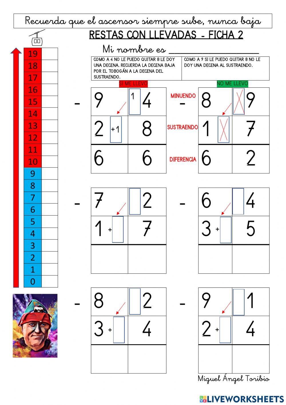 Restas con llevadas ficha 2