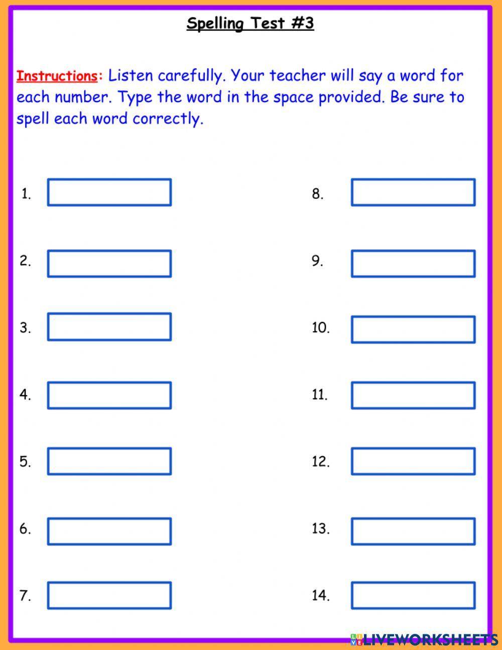 Spelling Test -3