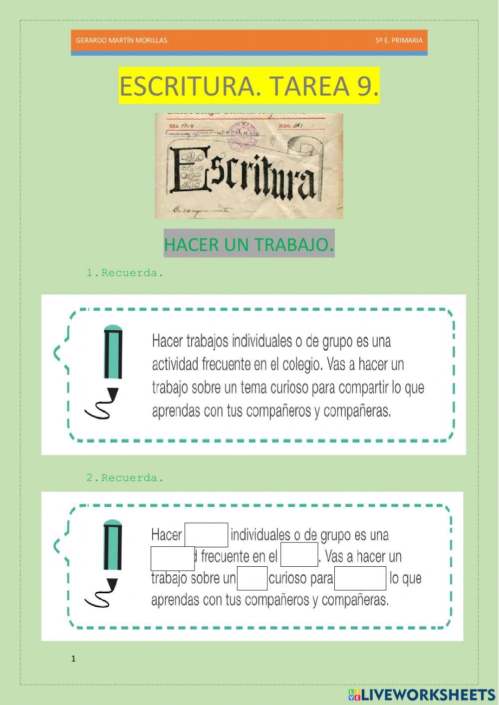 Escritura. Tarea 9.