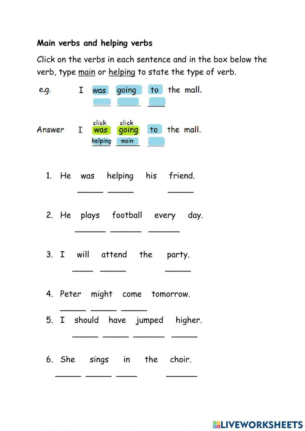 Main verbs and helping verbs