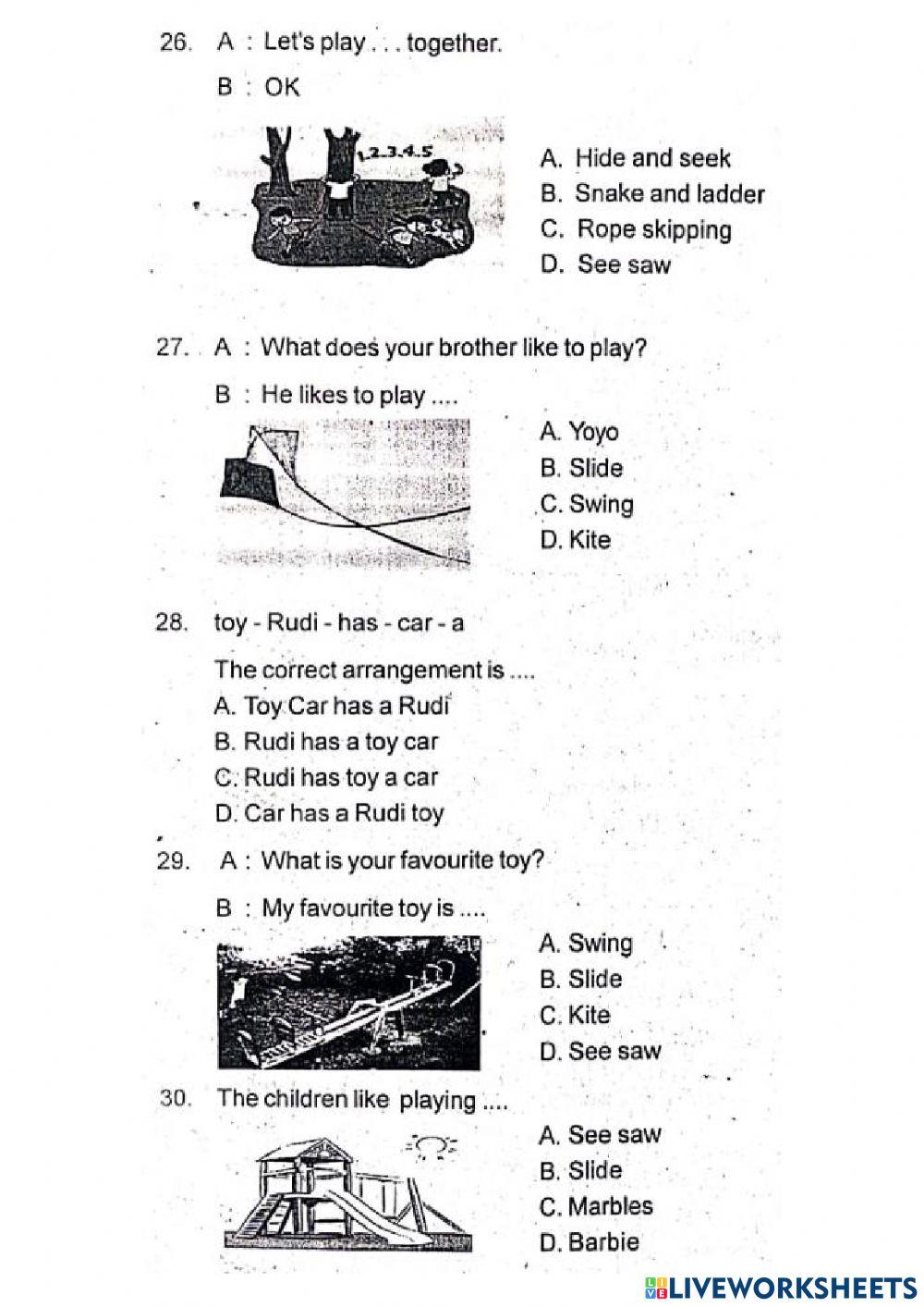 Latihan PAS Bhs Inggris Kelas 5