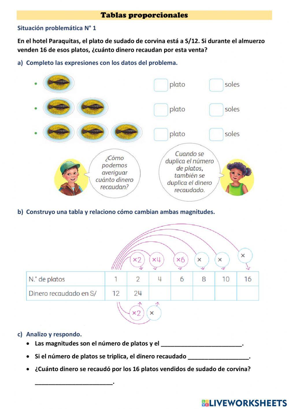 Tablas proporcionales