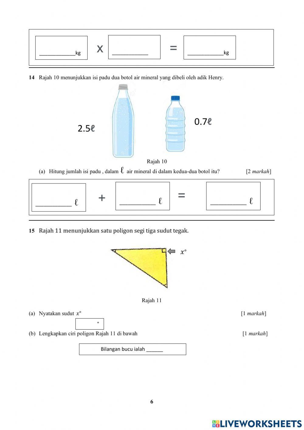 Pentaksiran setara standard matematik tahun 6 kertas 2