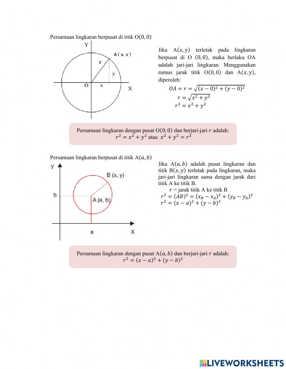 Pengantar Persamaan Lingkaran