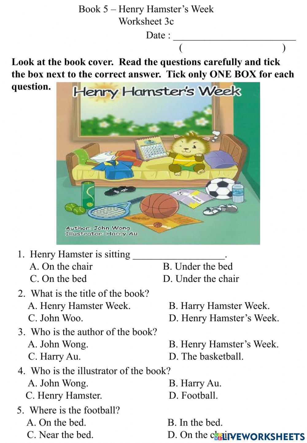3c Book Cover Worksheet