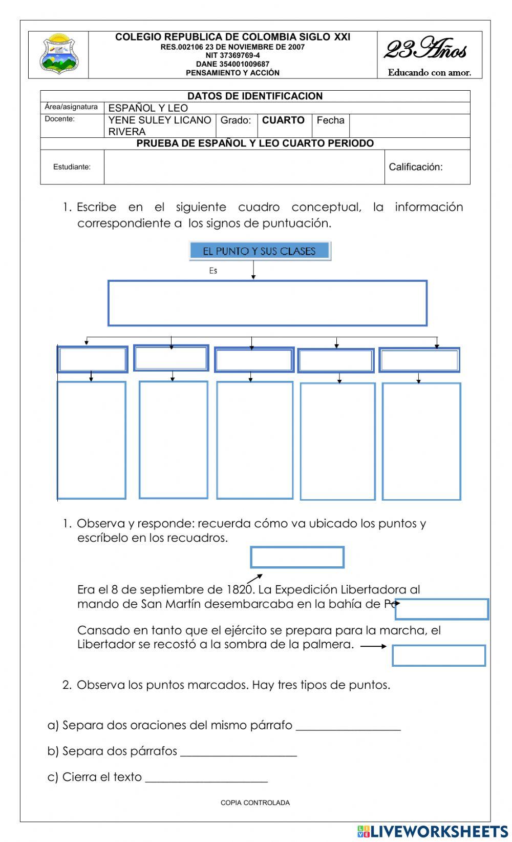 Bimestral grado cuarto