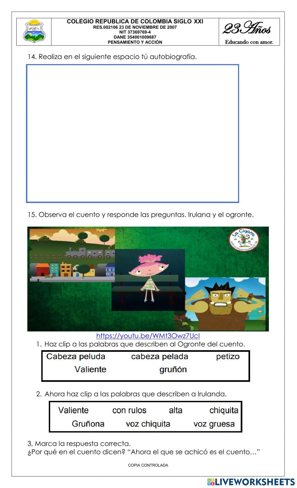 Bimestral grado cuarto