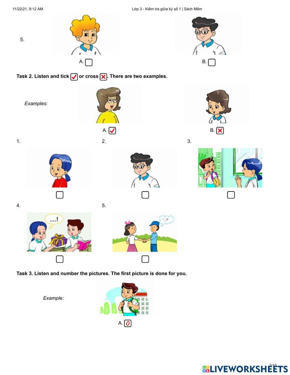 Đề thi tiếng anh giữa kì 1 lớp 3