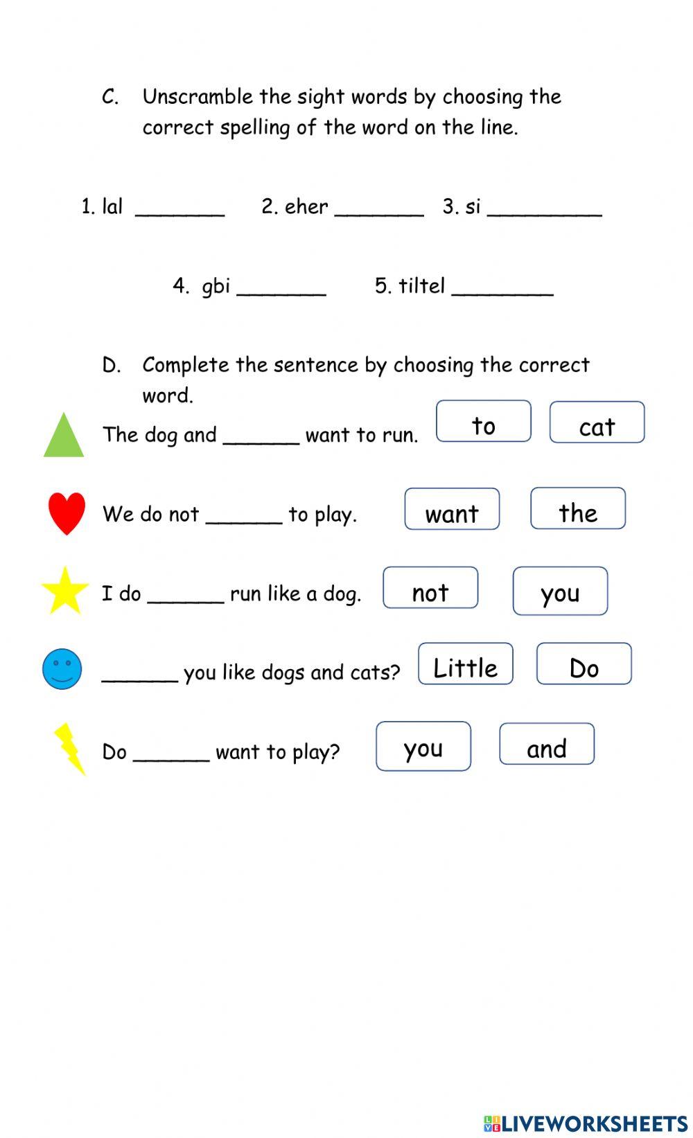 Sight Word Review 1-4