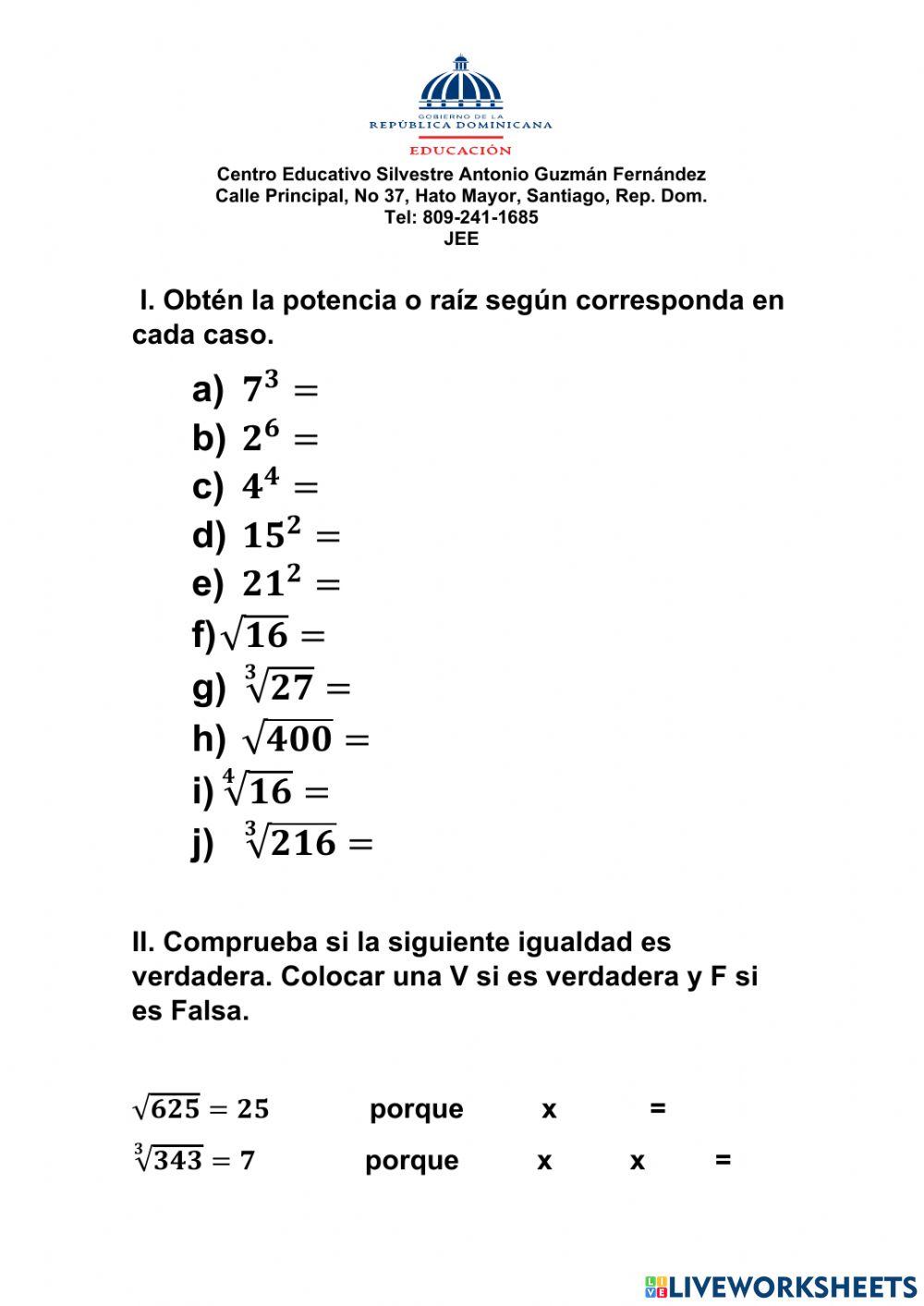 Potenciación y radicación