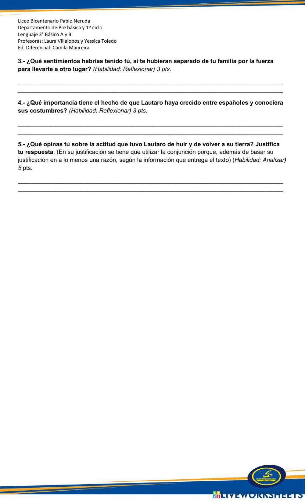 Evaluación de Lenguaje Unidad n°4 Periodo n°6