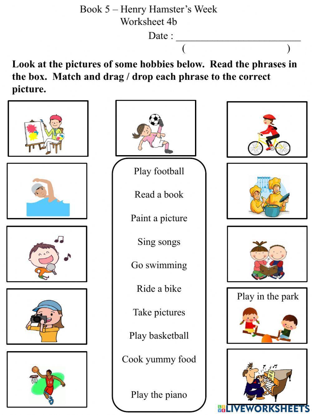4b Hobbies worksheet