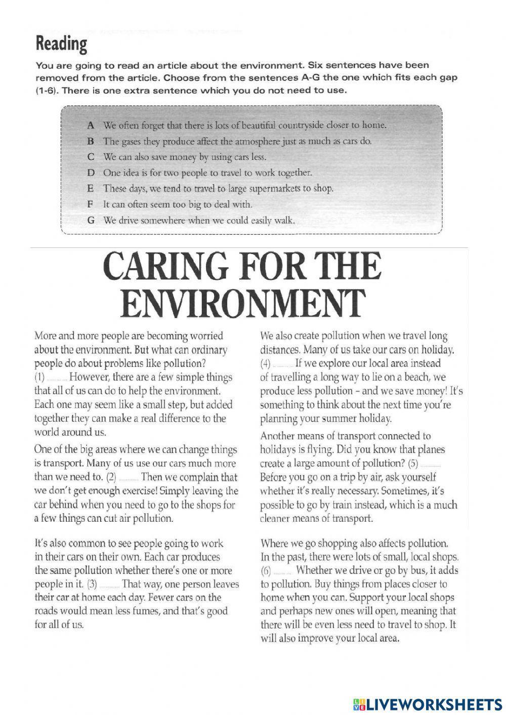 Caring for the environment