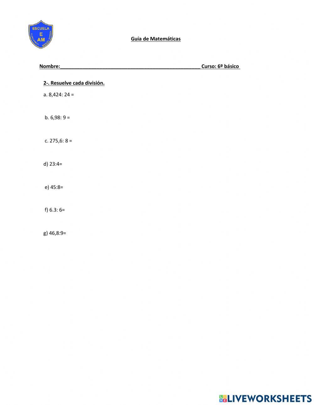 Divisiones con decimales