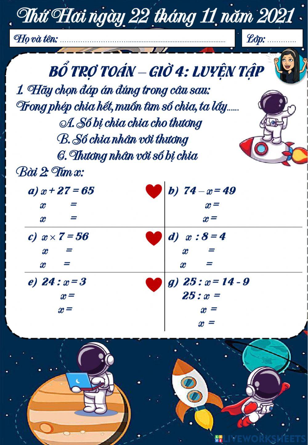 Bổ trợ Toán giờ 4