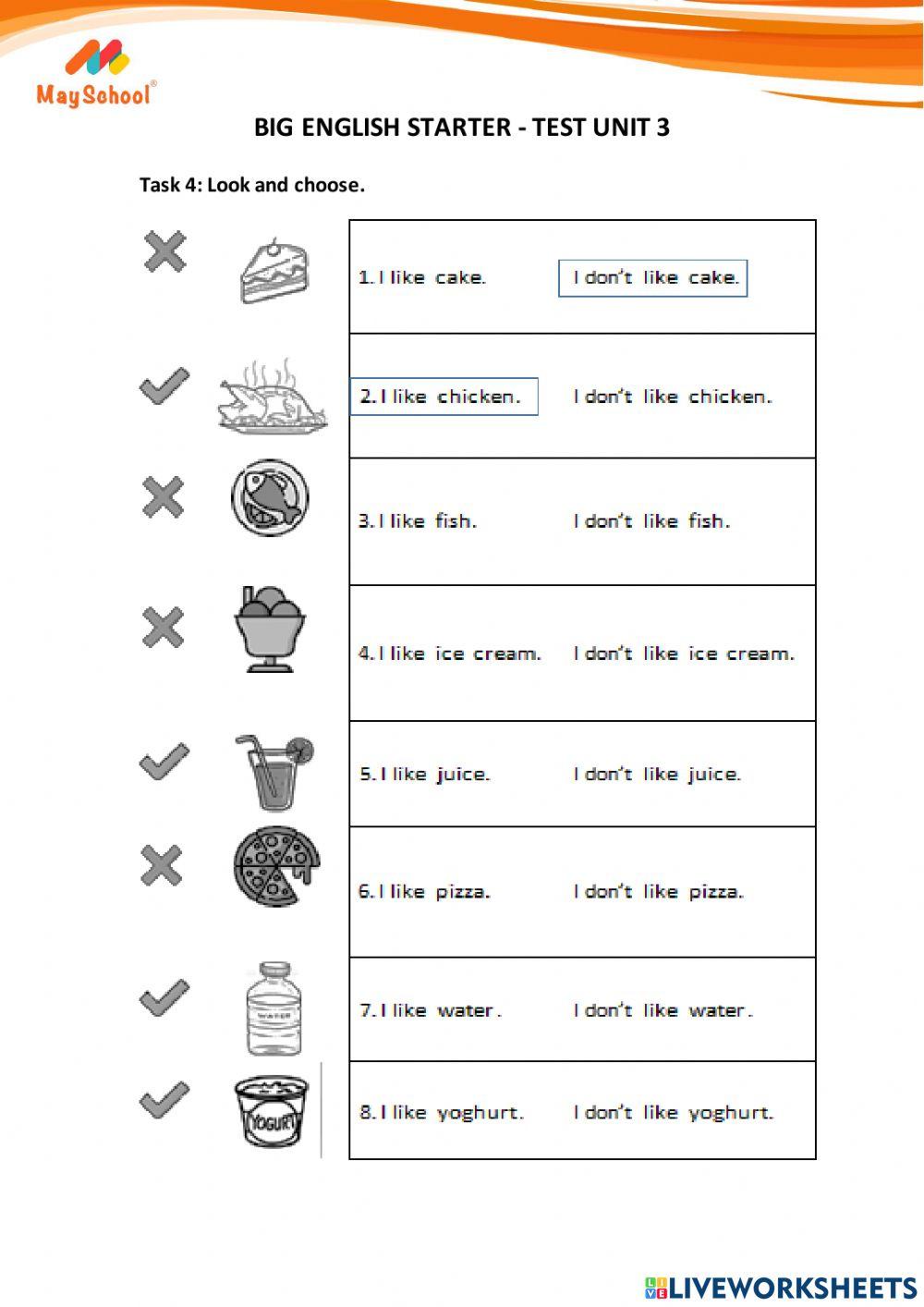 Big English Starter - Test Unit 3