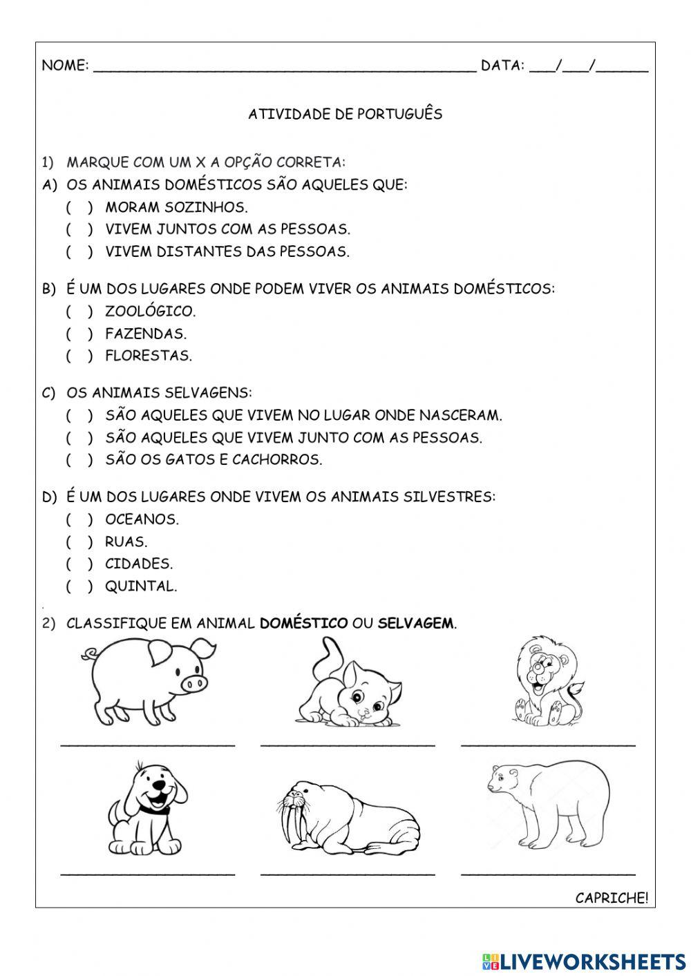 Animais domésticos e selvagens