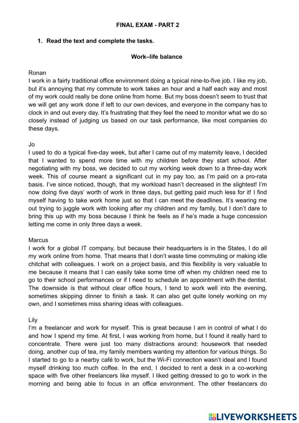 Reading, listening, writing worksheet | Live Worksheets