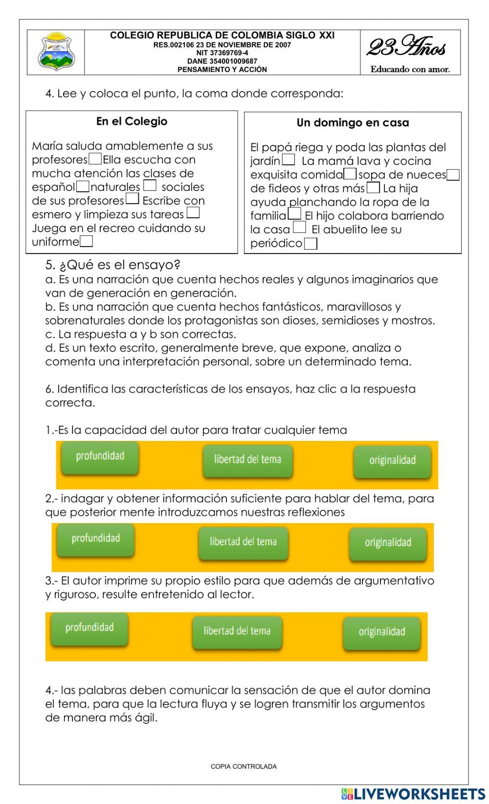 Bimestral Quinto cuarto periodo