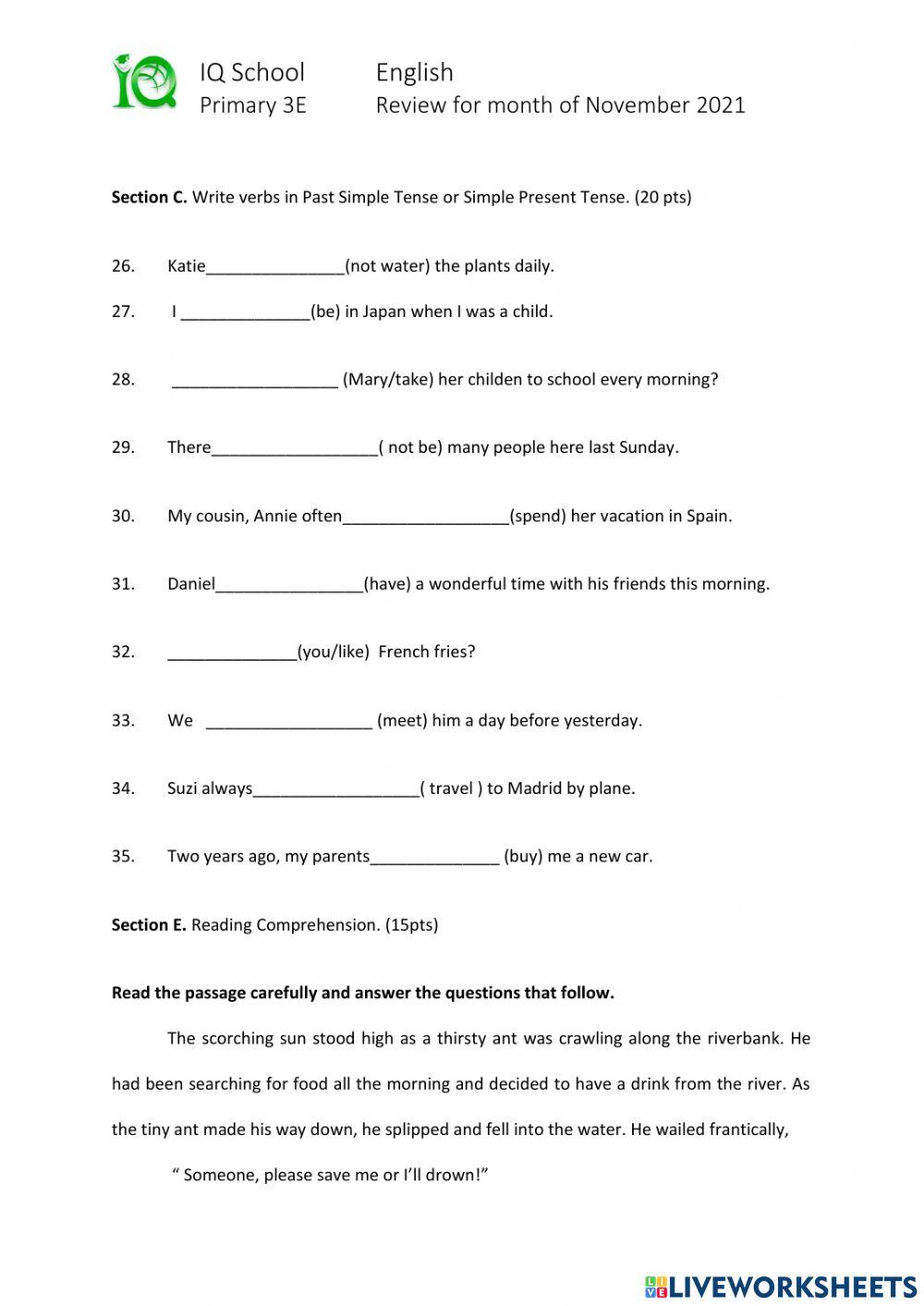 English Monthly Test-Express-Nov