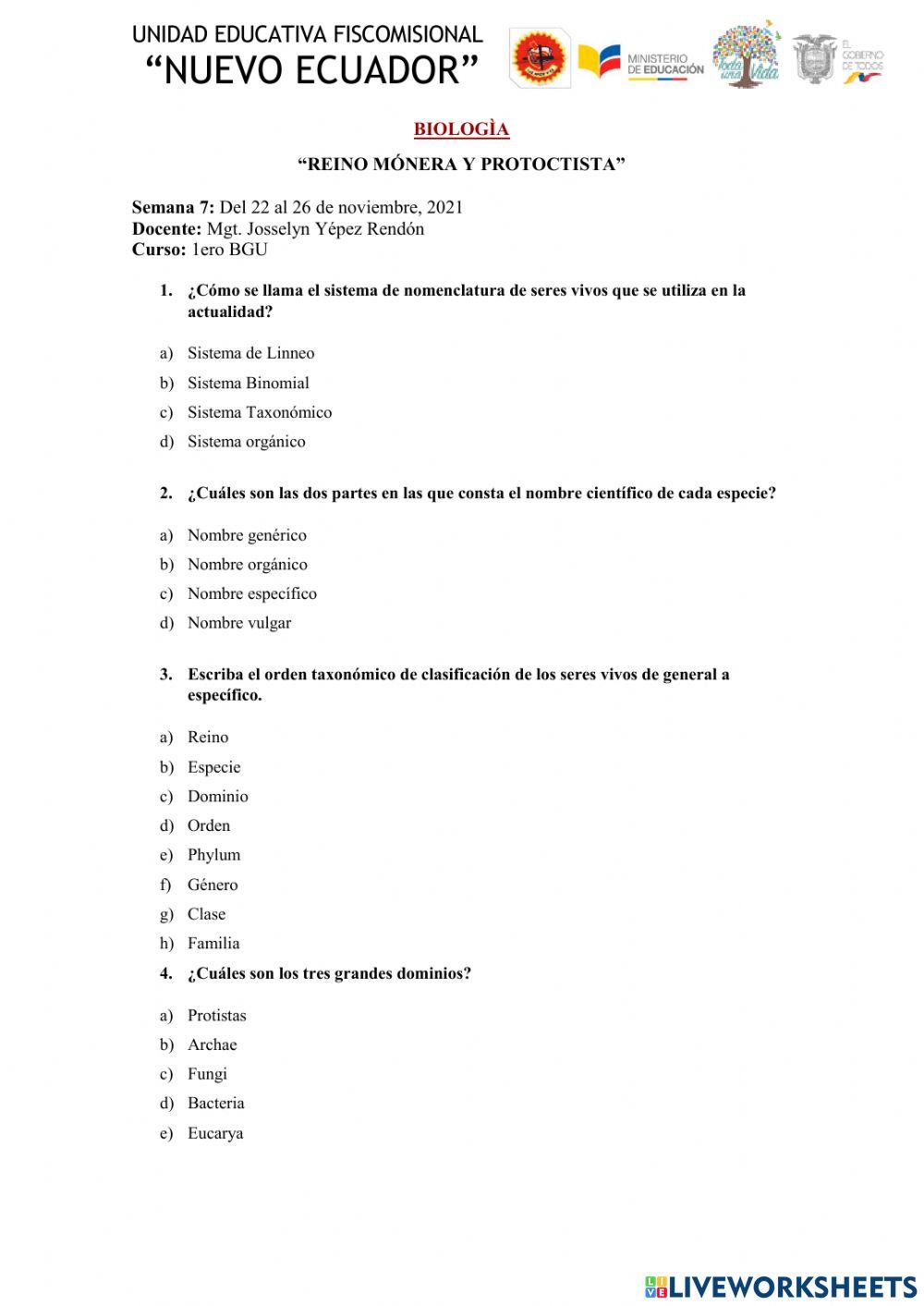 REINO MÓNERA Y … | Free Interactive Worksheets | 3489377