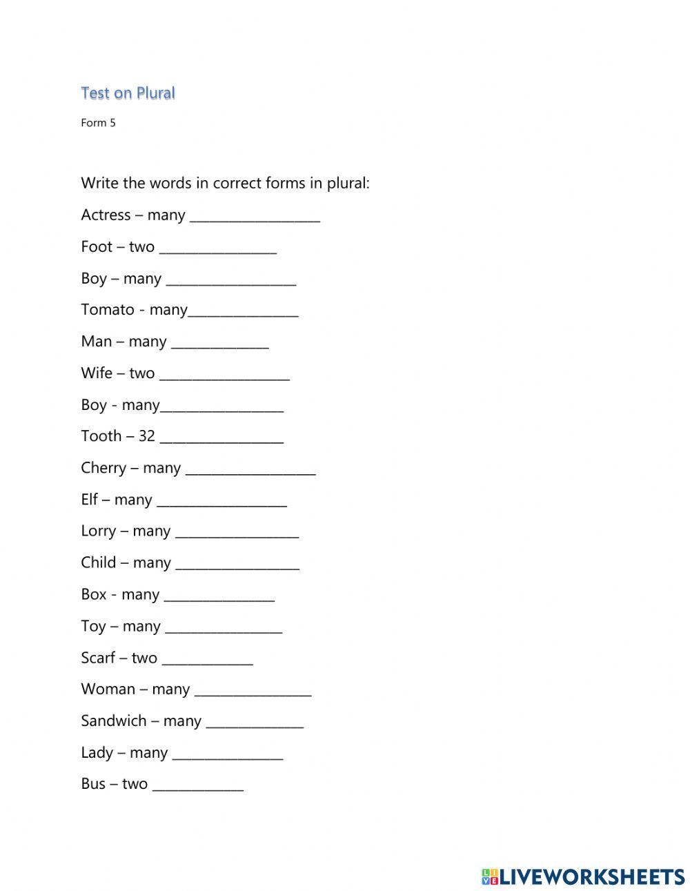 Test on plural for form 5